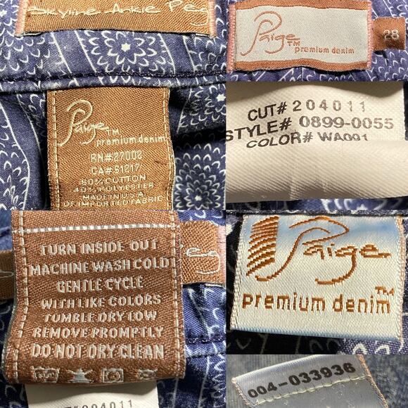 Paige Skyline Ankle Peg Skinny Jeans Ripped Knee Distressed Low Rise Dark Sz 28 - Picture 11 of 16